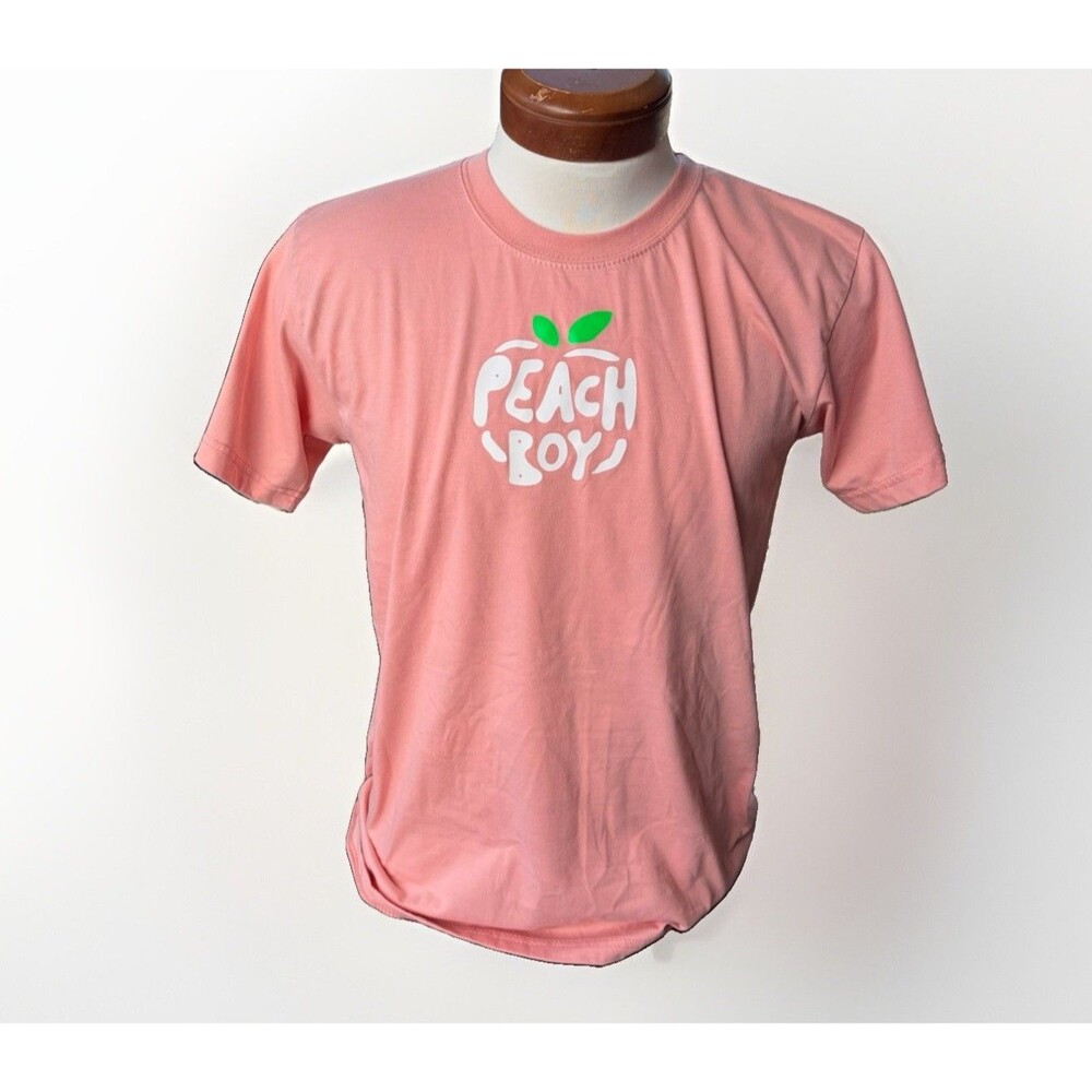 Peach Boy Salmon Pink Graphic T-Shirt Short Sleeve Crew Neck Unisex Size L